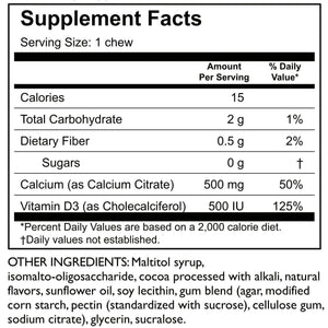 Celebrate Vitamins - Calcium Citrate - Soft Chews - Chocolate - 500mg - 90 Chews - Vitamins & Minerals - Nashua Nutrition