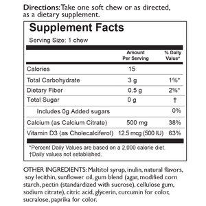 Celebrate Vitamins - Calcium Citrate - Soft Chews - Lemon Cream - 500mg - 90 Chews - Vitamins & Minerals - Nashua Nutrition