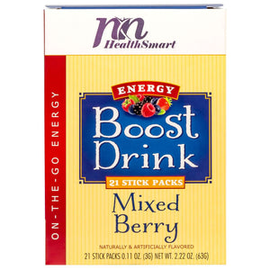 HealthSmart Energy Boost Drink Mix - Mixed Berry - 21 Packets/Box - Diet Supplements - Nashua Nutrition