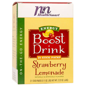 HealthSmart Energy Boost Drink Mix - Strawberry Lemonade - 21 Packets/Box - Diet Supplements - Nashua Nutrition