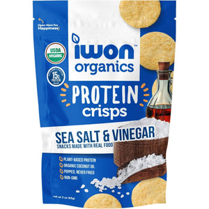 IWON Organics Protein Crisps - Sea Salt & Vinegar - 3oz Bag (3 Servings Per Bag) - Nashua Nutrition