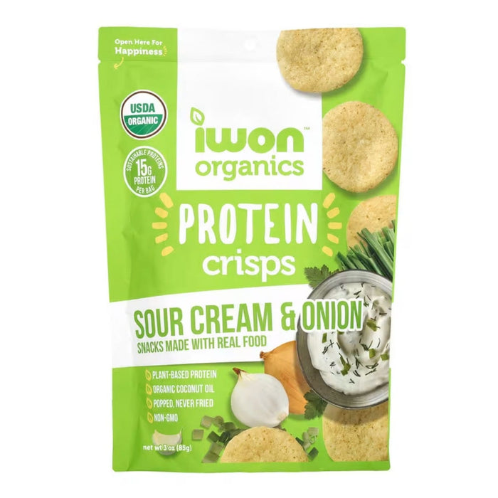 IWON Organics Protein Crisps - Sour Cream & Onion - 3oz Bag (3 Servings Per Bag)