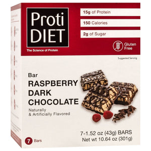 ProtiDiet Protein Bar Squares - Raspberry Dark Chocolate, 7 Bars/Box - Protein Bars - Nashua Nutrition