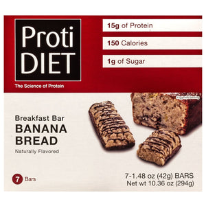 ProtiDiet Protein Bars - Banana Bread, 7 Bars/Box - Protein Bars - Nashua Nutrition