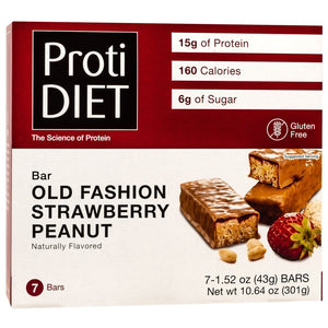 ProtiDiet Protein Bars - Old Fashioned Strawberry & Peanuts, 7 Bars/Box - Protein Bars - Nashua Nutrition