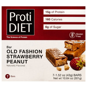 ProtiDiet Protein Bars - Old Fashioned Strawberry & Peanuts, 7 Bars/Box - Protein Bars - Nashua Nutrition