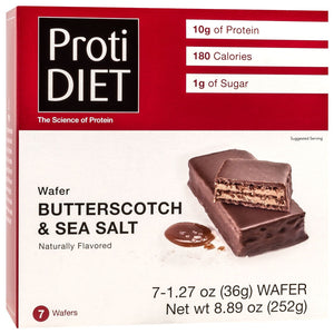 ProtiDiet Protein Wafer Bars - Butterscotch & Sea Salt, 7 Bars/Box - Protein Bars - Nashua Nutrition