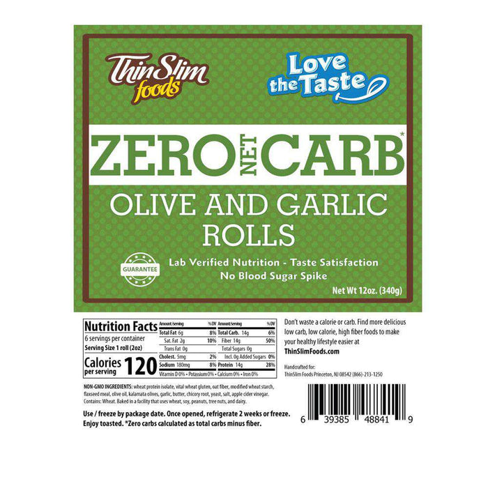 ThinSlim Foods - Love-The-Taste Rustic Tuscan Olive and Garlic Rolls - 6 Servings