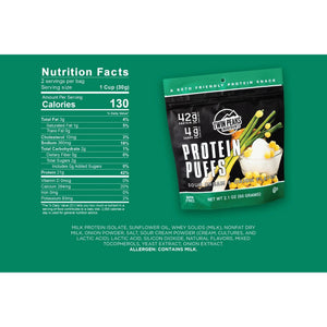 Twin Peaks Ingredients - Protein Puffs - Sour Cream & Onion - 2 Serving Bag - Snacks & Desserts - Nashua Nutrition