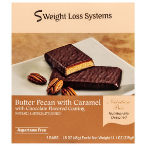 Weight Loss Systems Protein Snack Bars - Butter Pecan with Caramel, 7 Bars/Box - Protein Bars - Nashua Nutrition